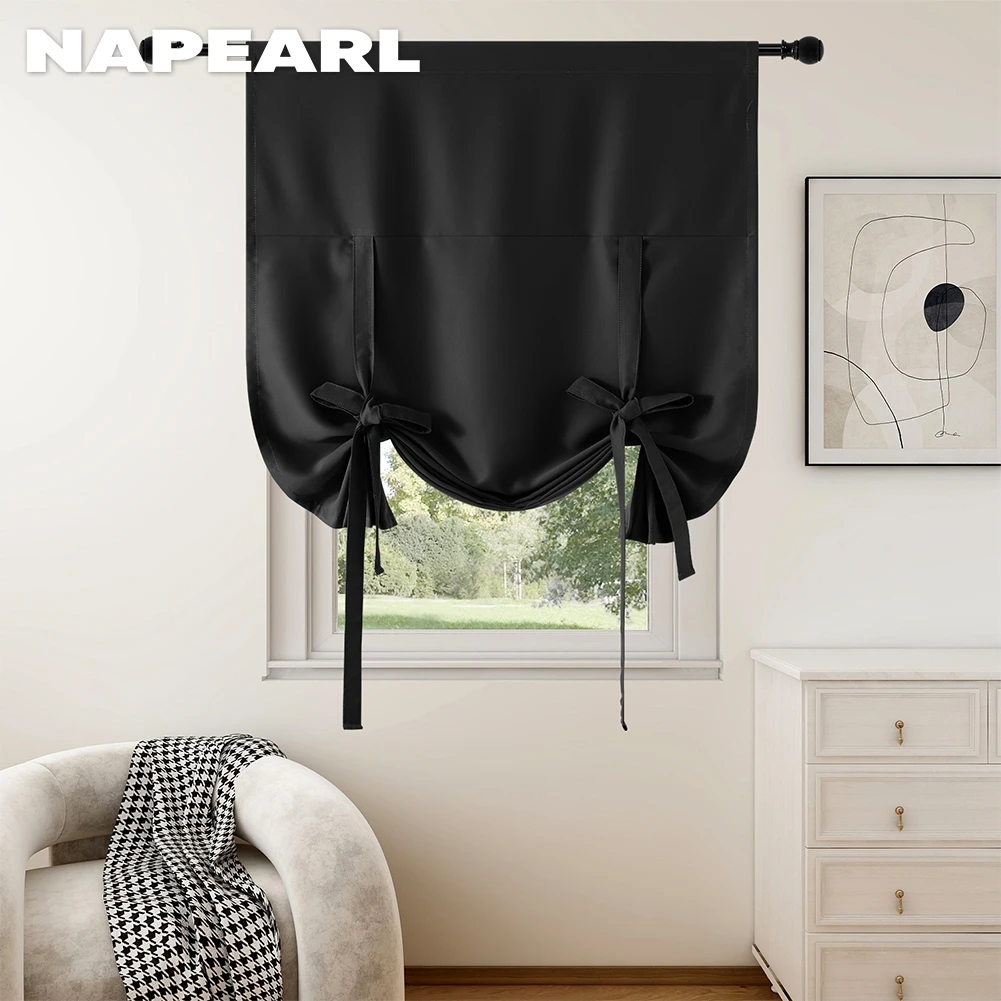 NAPEARL Solid Kitchen Pull Up Roman Blackout Curtain for Small Window Coffee Home Decor 1PC