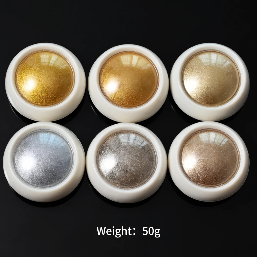 6Pcs/Set Gold Champange Metallic Mirror Nail Glitter Holographic Silver Chrome Dust Powder DIY UV Gel Polish Magic Mirror Powder