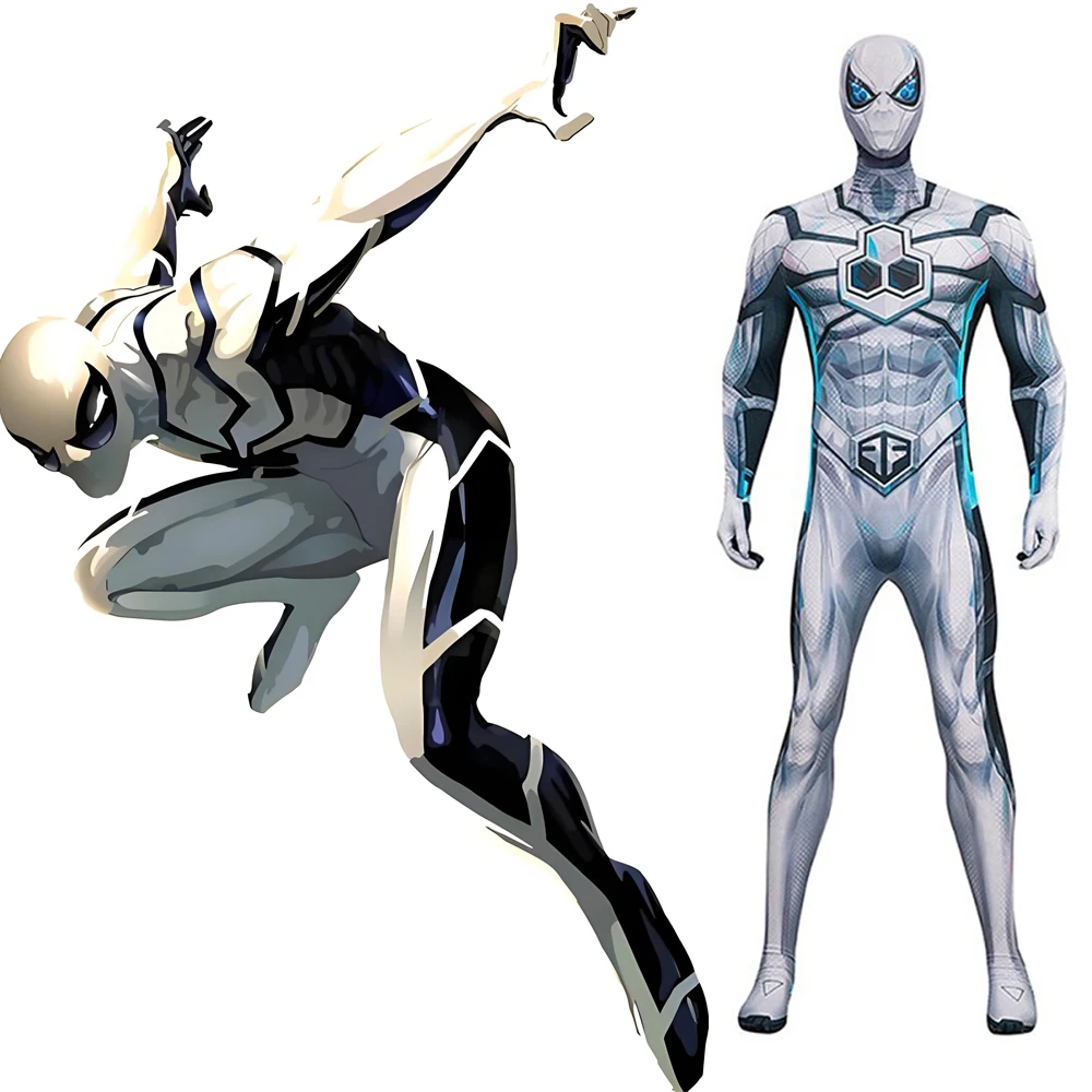 

Костюм Человека-паука Marvel Rivals Cosplay Future Foundation, супергеройский комбинезон из спандекса с 3D-печатью, костюм на Хэллоуин для взрослых