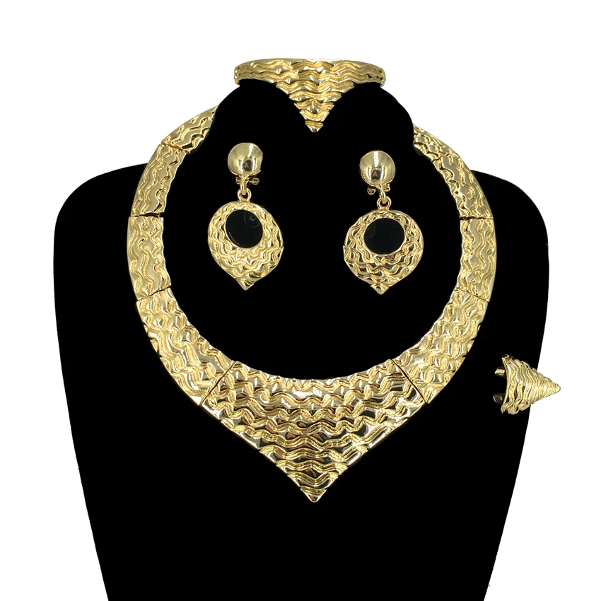 

Latest Italian Gold Plated Jewelry Set Woman Large Necklace Jewelry Wedding Party Jewelry Christmas Gift FHK14502