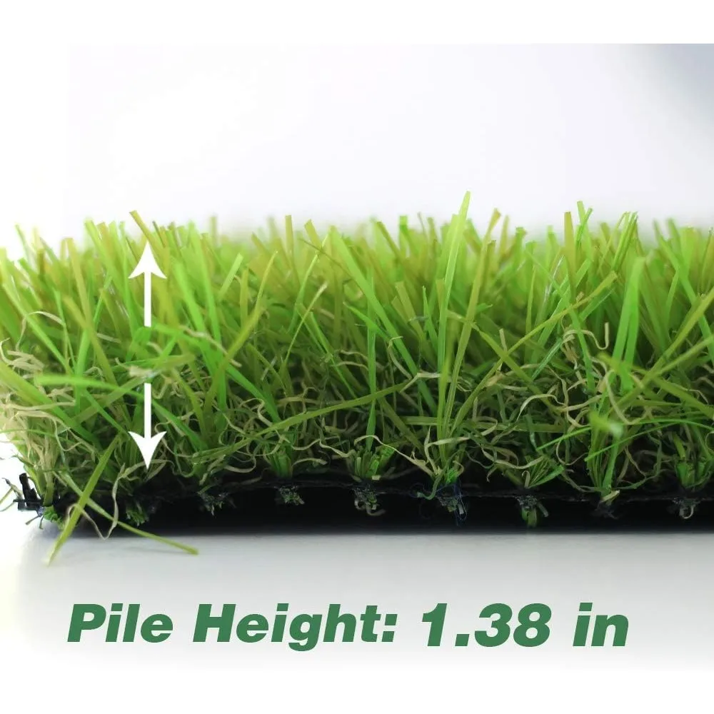 Artificial Grass Turf 5FTX12FT,1,38inch 4 Tone Realistic Synthetic Thick Fake Faux Grass Rug Astroturf Carpet Landscape