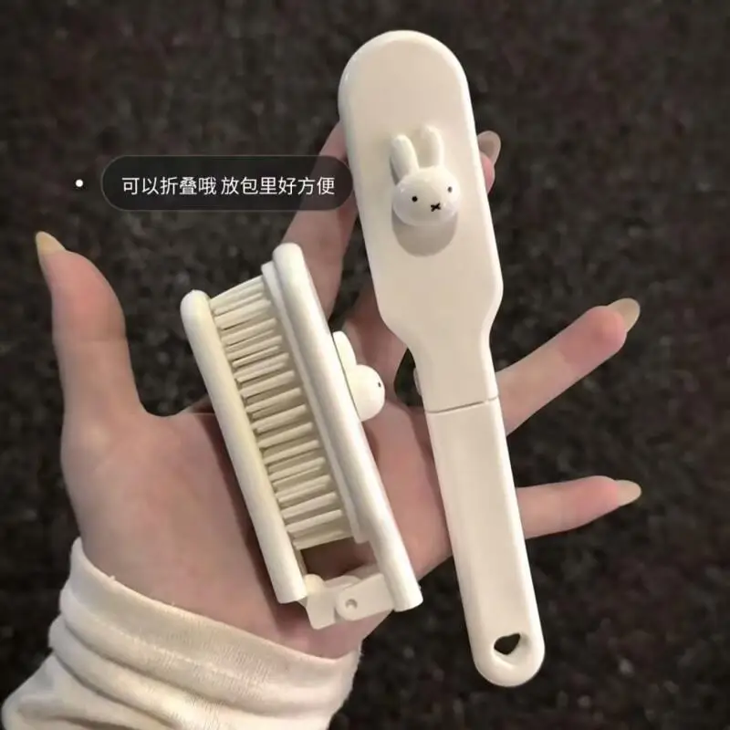 Cartoon Folding Miffy Rabbit Comb Soft Toothed Comb Creative Peripheral Students Mini Portable Massage Comb Gift for Friends