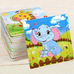 Wooden Puzzle Toddler For Baby Cartoon Vehicle Animals Cognitive Learning Educational Toys for Children Gift