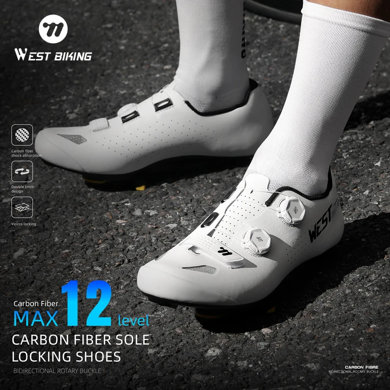 

Pro Road Cycling Shoes 12K Carbon Sole Microfiber Upper Dual Dial L2 System Ventilated Race Shoes for Competitive Endurance