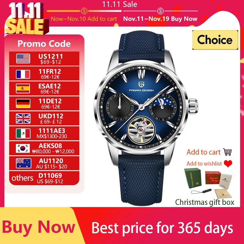 PAGANI DESIGN ساعات رجالية 2025 جديد متدرج اللون الهاتفي ساعة أوتوماتيكية للرجال مرحلة القمر توربيون ساعة اليد الميكانيكية الرجال #1