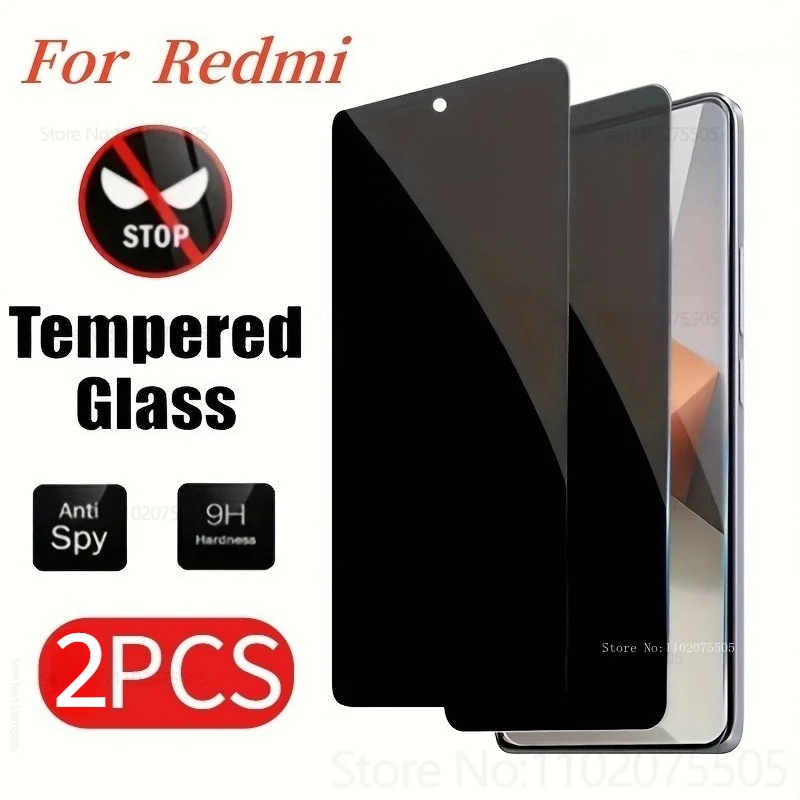 

2 упаковки закаленного стекла с защитой от подглядывания для Xiaomi Redmi Note 14 Pro 13/12 Pro+ 13R 11/12T Pro 8/9/10T, защищающие конфиденциальность и безопасность