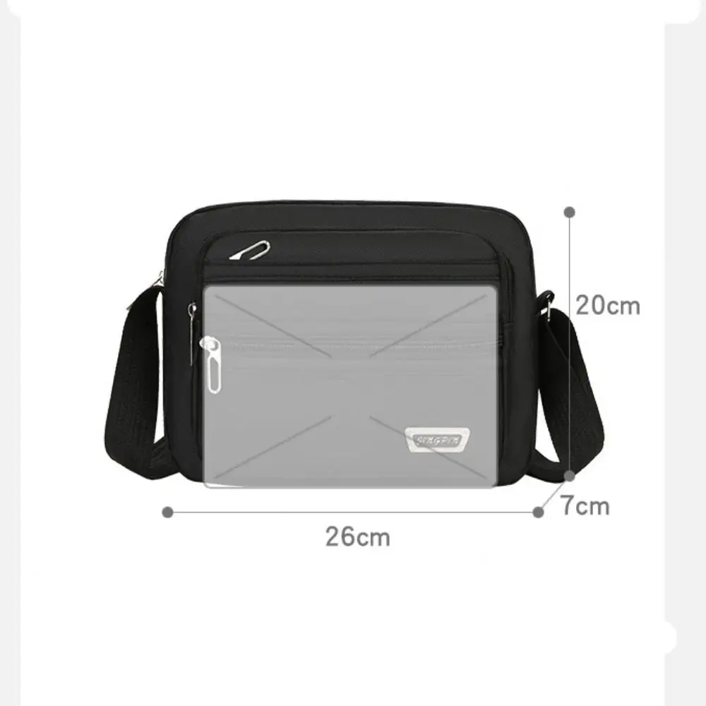 Nylon-Umhängetaschen für Herren, Schwarz, Braun, Blau, Grün, Oxford-Stoff, Messenger-Taschen für Jungen, rechteckig, 4 Reißverschlüsse/6 Reißverschlüsse, Umhängetasche für Herren – Detail 1