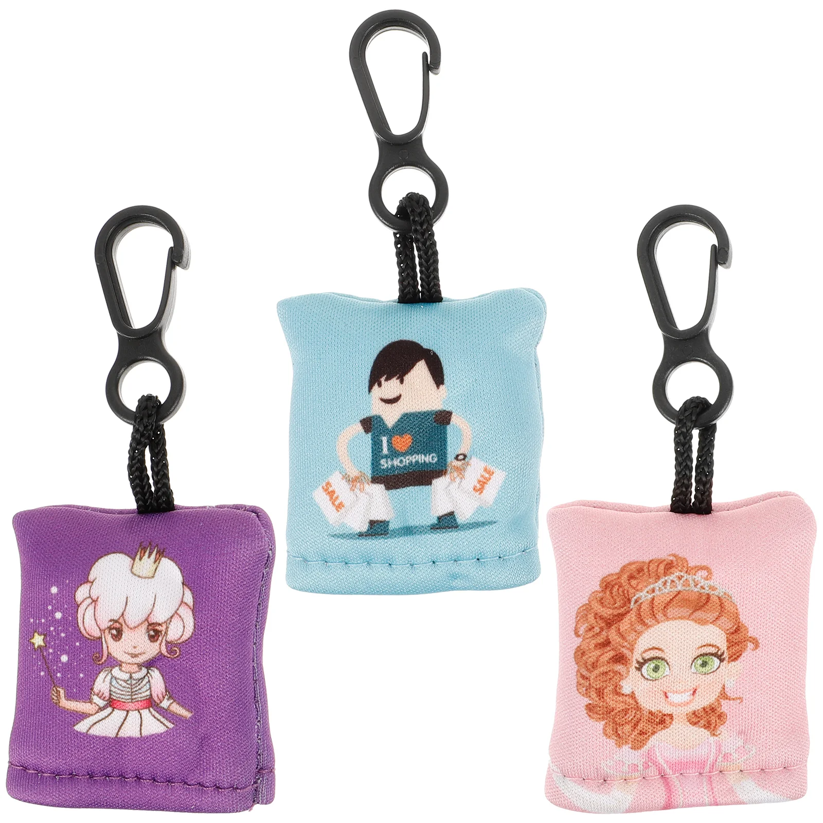 3 Pcs Little Princess Keychain Glasses Cloth Phone Charm Strap Window Fiber Wipes Eye Cleaner Tool