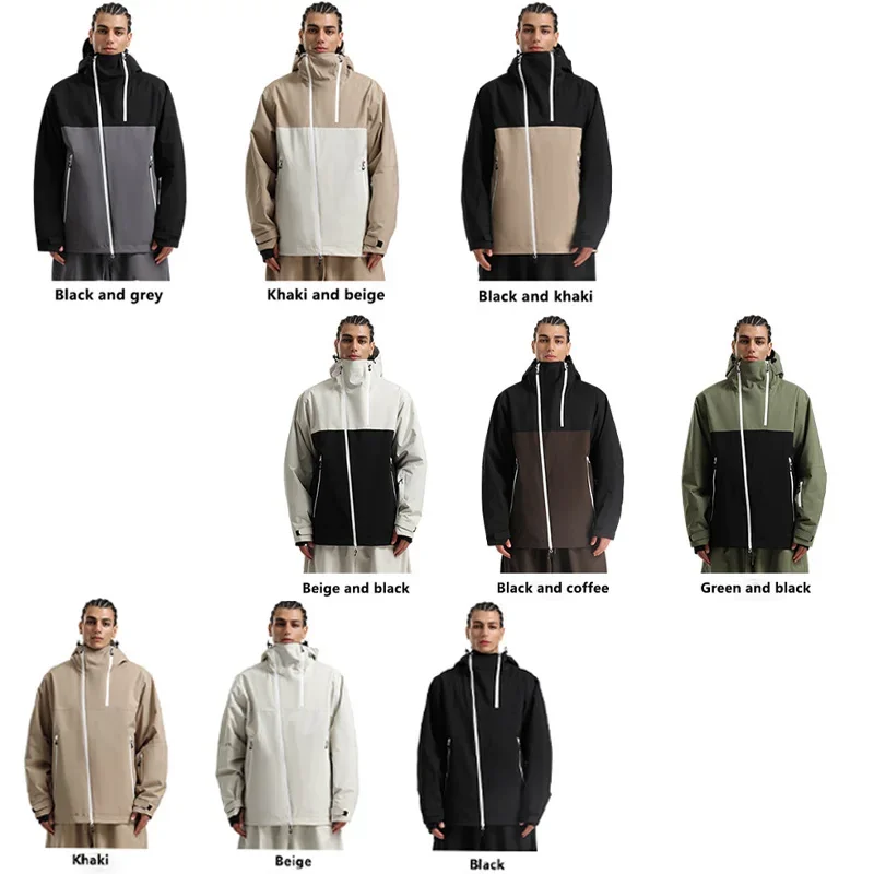 New Winter Ski Jacket Men Outdoor Windproof Waterproof Snow Jacket Women Warm Breathable Casual Sports Loose Hooded Ski Suit
