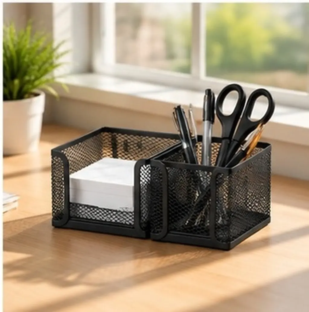 2Pcs Sturdy Metal Memo Papers Holder Desktop Notepad Dispenser Small Exquisite Organizer for Scissors Cards Pads Office Supplies