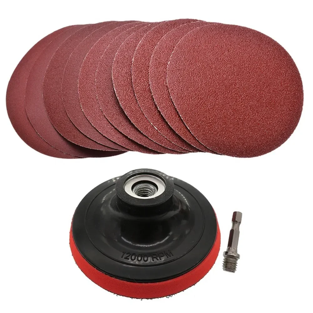 10Pcs 100mm Sanding Disc 60-240 Grit Sandpaper Buffing Wheel Hook And Loop Backing Pads For Electric Drill Grinder Rotary Tools