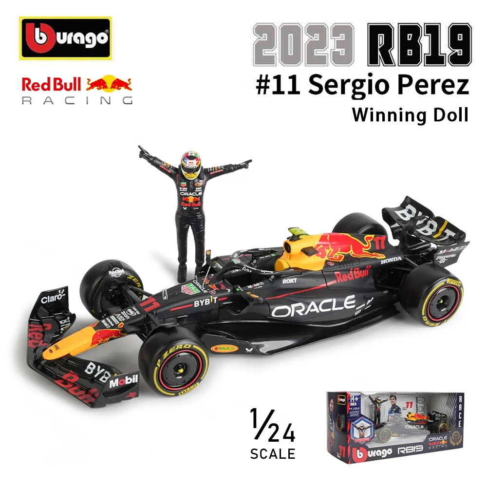 Bburago 1:24 rb19 oracle red bull racing 2023 1 max verstappen f1 motorista figura liga carros fundidos modelo brinquedo coleção presente ﻿