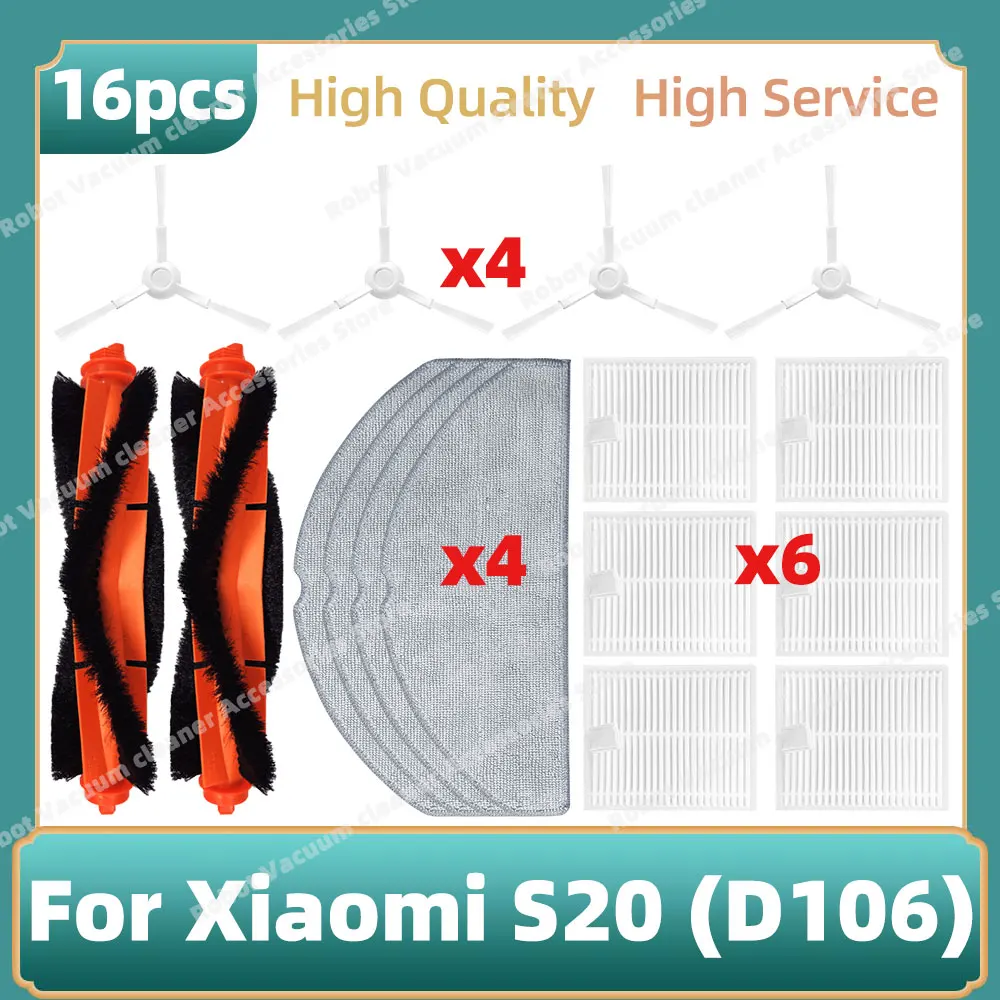 Compatible con Xiaomi Robot aspirador S20/D106, piezas de filtro Hepa lateral principal, accesorios de repuesto de paño de mopa