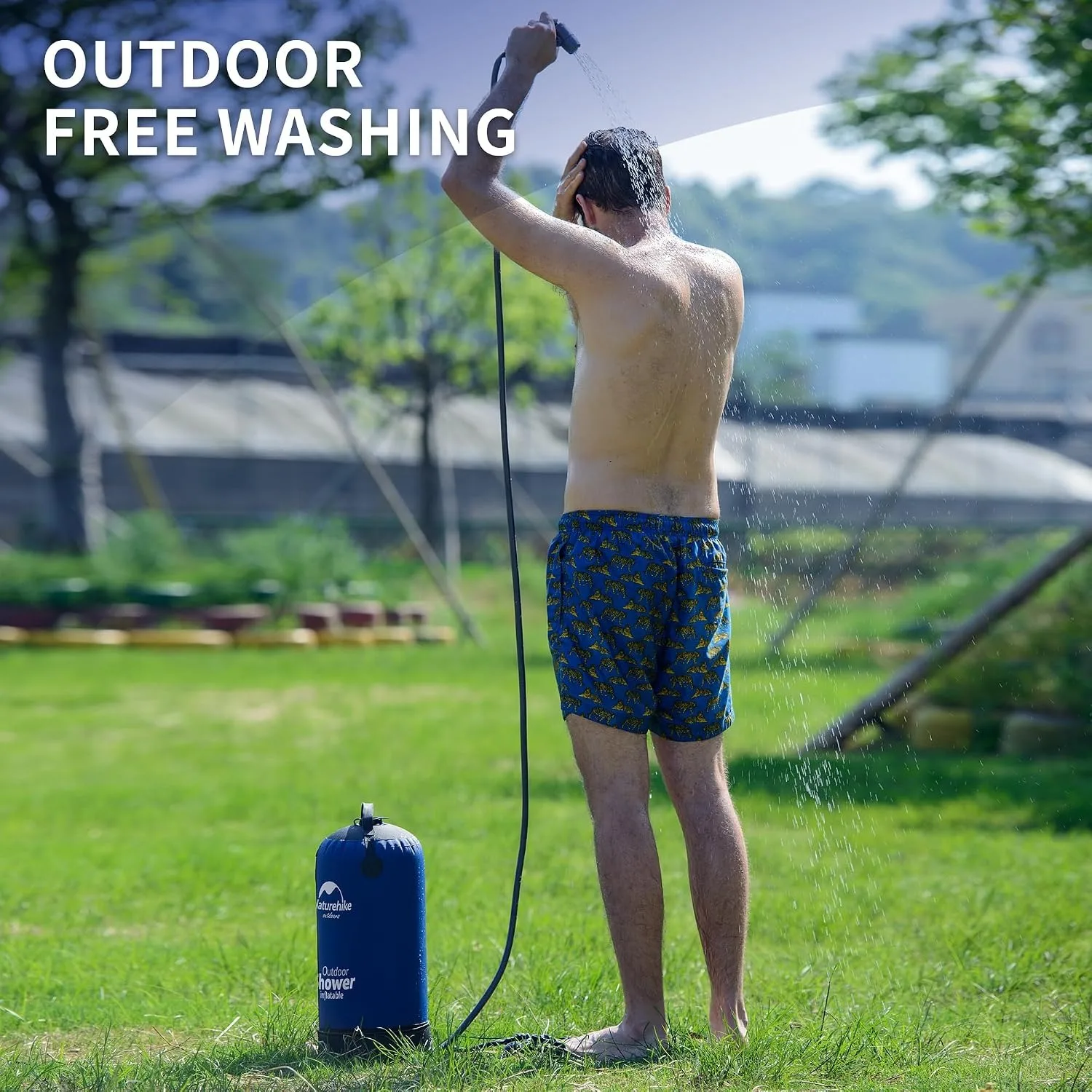 Naturehike Outdoor PVC Pressure Shower with Foot Pump 11L Multi-functional Shower Pump for Bath Car Wash Portable Shower Tool