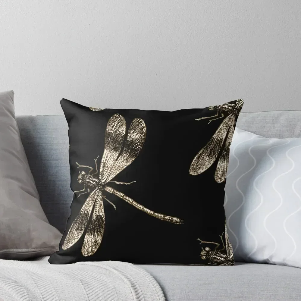 

Golden Dragonflies - Dragonfly Vintage Fine Art Throw Pillow Christmas Pillowcase Cushion Cover pillow