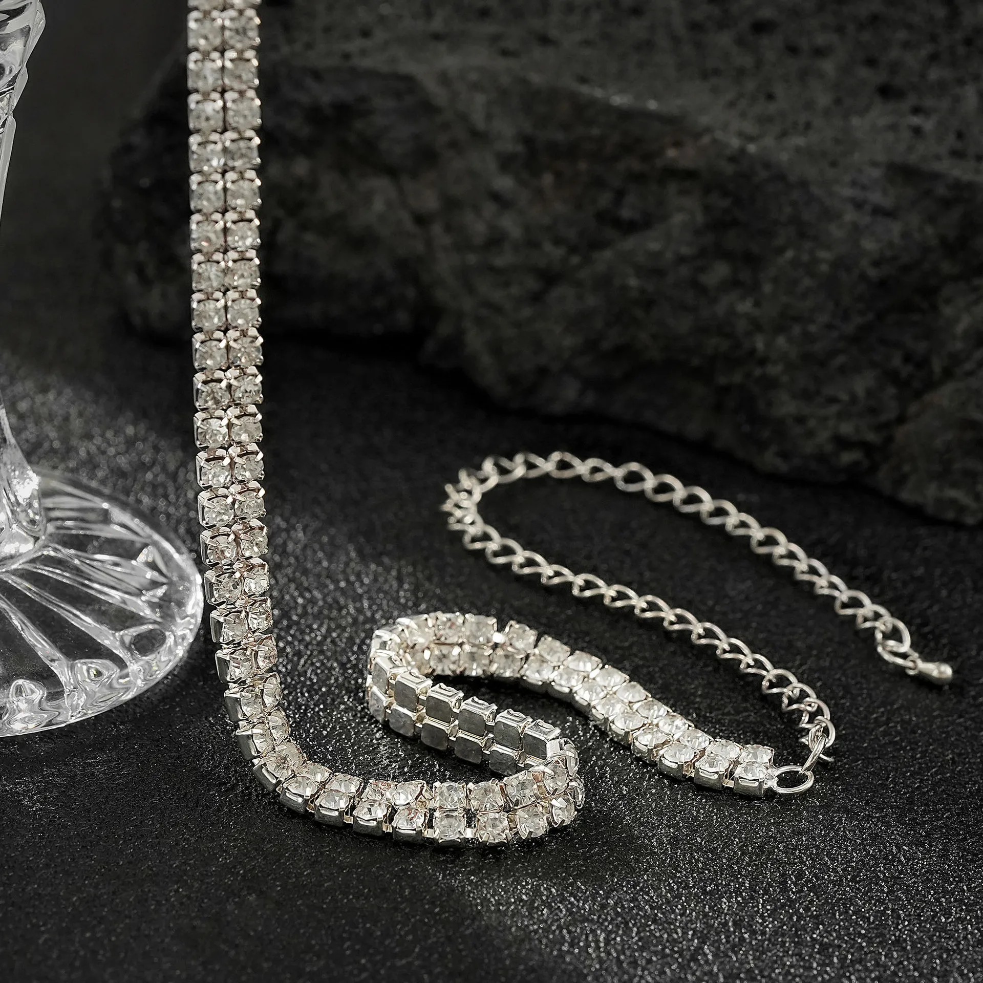 متعدد الطبقات الفاخرة حجر الراين سلسلة قلادة للنساء فتاة الاتجاه الزركون المختنق طوق الرقبة العروس مجوهرات الذكرى حزب هدية #2