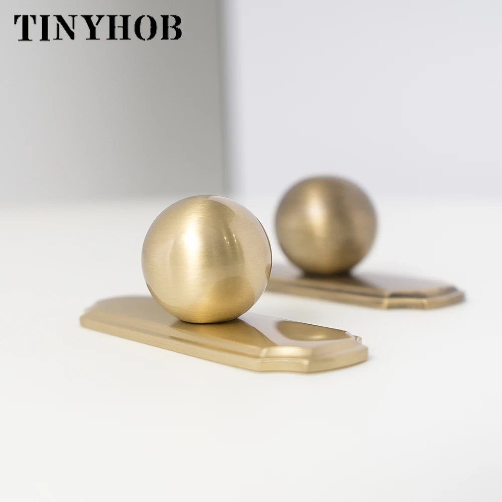 Vintage Brass Ball Knobs with Backplate,Single Hole Cabinet Drawer Pulls, Retro Furniture Hardware for Kitchen Bathroom Wardrobe