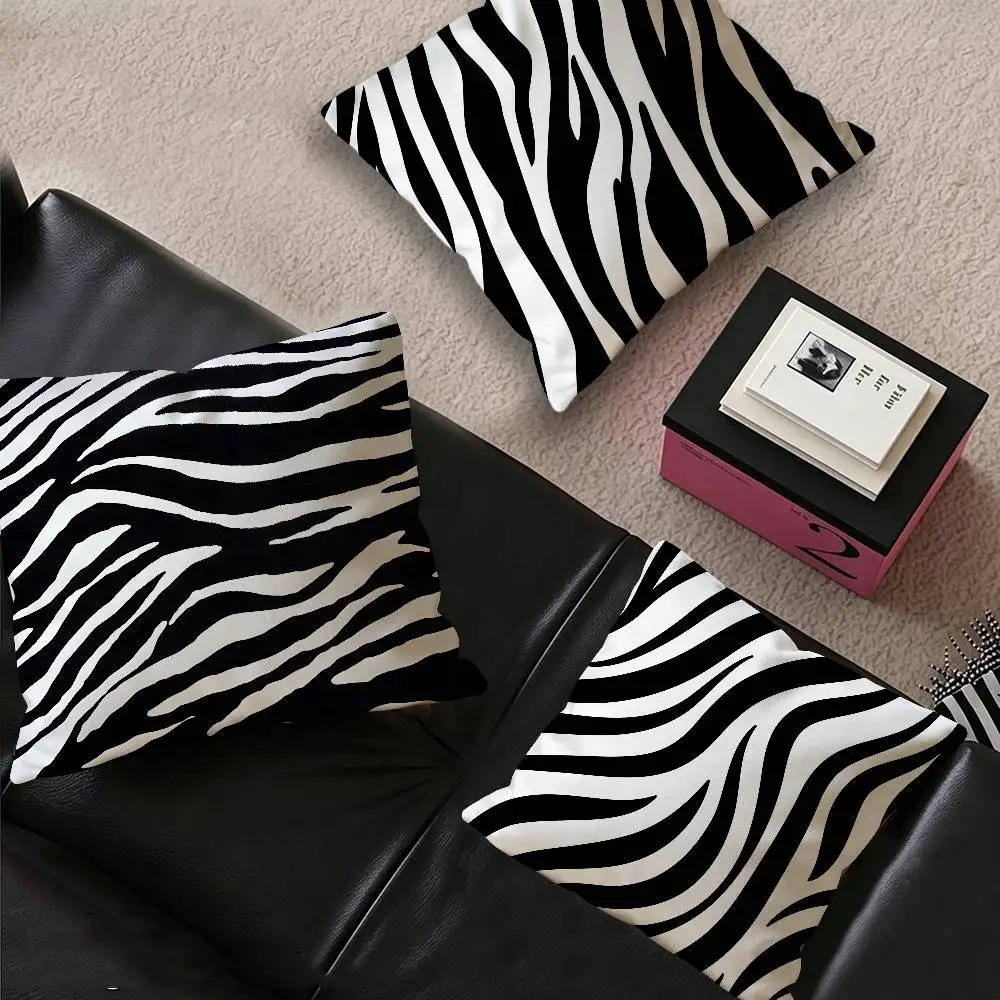 Black White Print Zebra Cushion Cover Car Throw Pillow Case For Sofa Car Christmas Gift 40x40cm 45x45cm