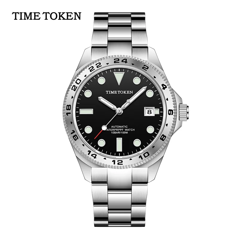 TIME TOKEN 2025 Men's 40mm Automatic Mechanical Watch Sapphire Crystal Stainless Steel Waterproof New