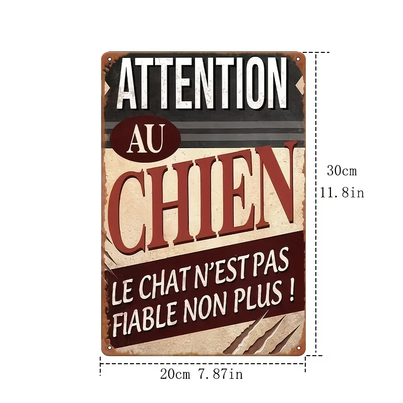 Plaque murale vintage en métal - « Attention aux chiens et aux chats, ils ne sont pas fiables » Décoration rétro humoristique, plaque rustique pour la cabane des hommes