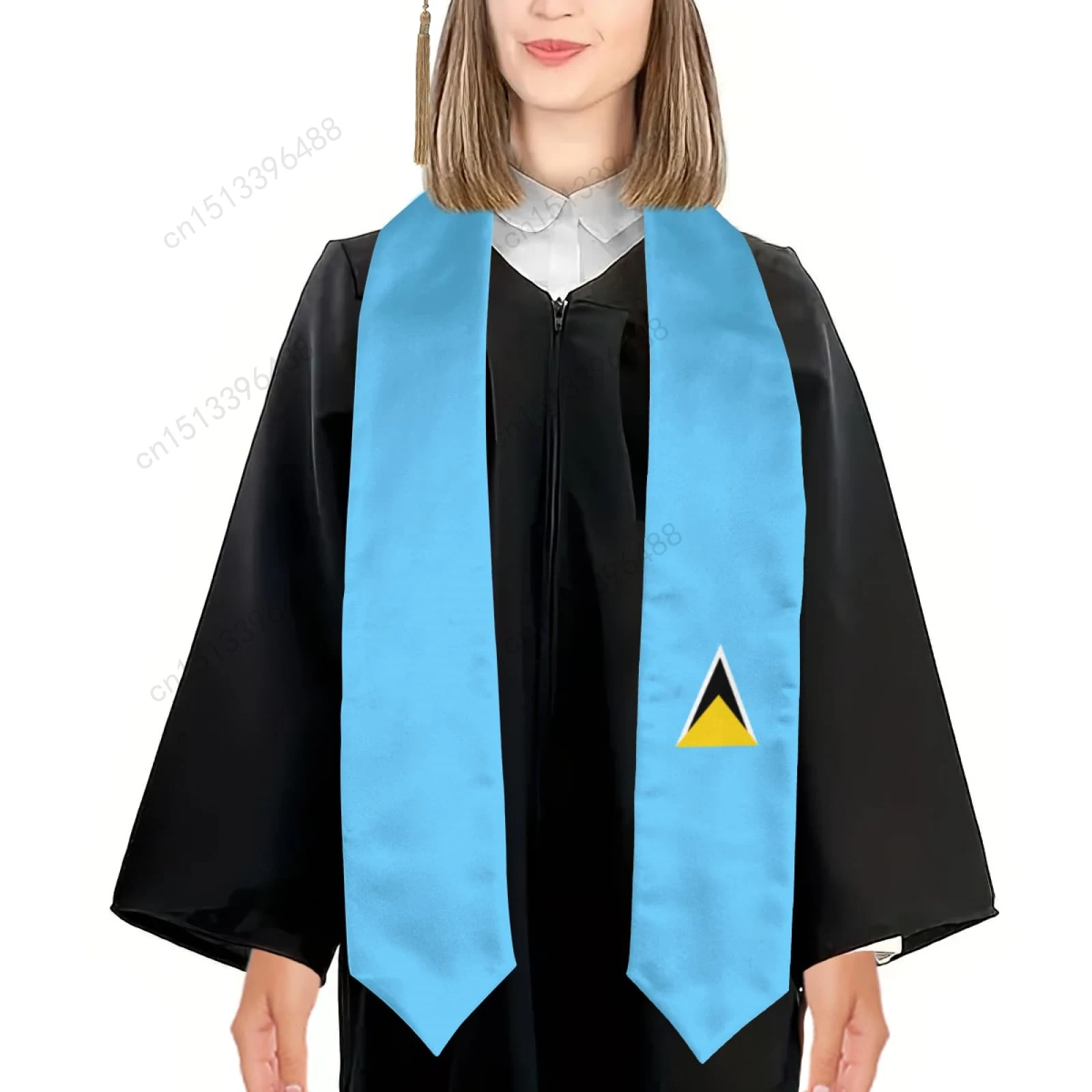 2025 Saint Lucia Flag Graduation Stole Shawl Sash Honor For Study Aboard International Students