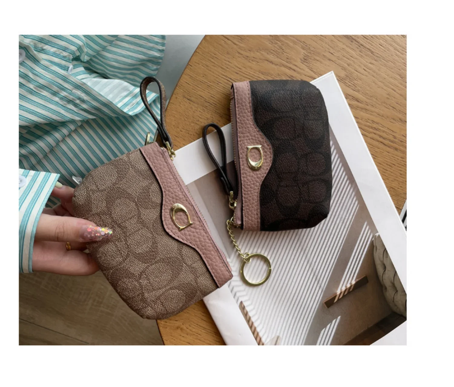Neue klassische kleine Geldbörse mit Blumenmuster, Damen-Mini-Geldbörse, kleine Münztasche, Wechselgeldtasche, Leder-Geldbörse, Aufbewahrungstasche, Kartenetui – Detail 16
