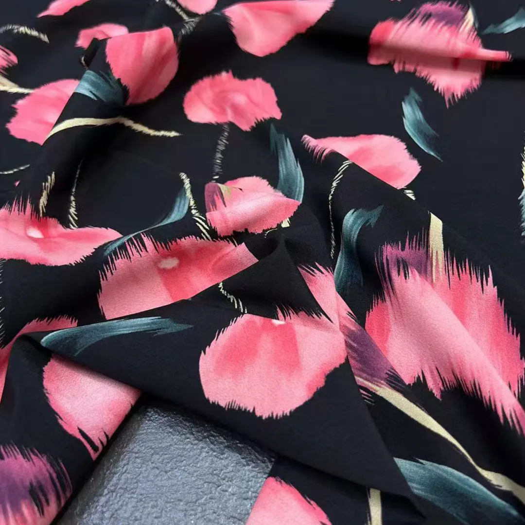 High Quality Purple Sweet Silk Crepe De Chine Fabric Silkworm Silk Clothing and Dress Fabric