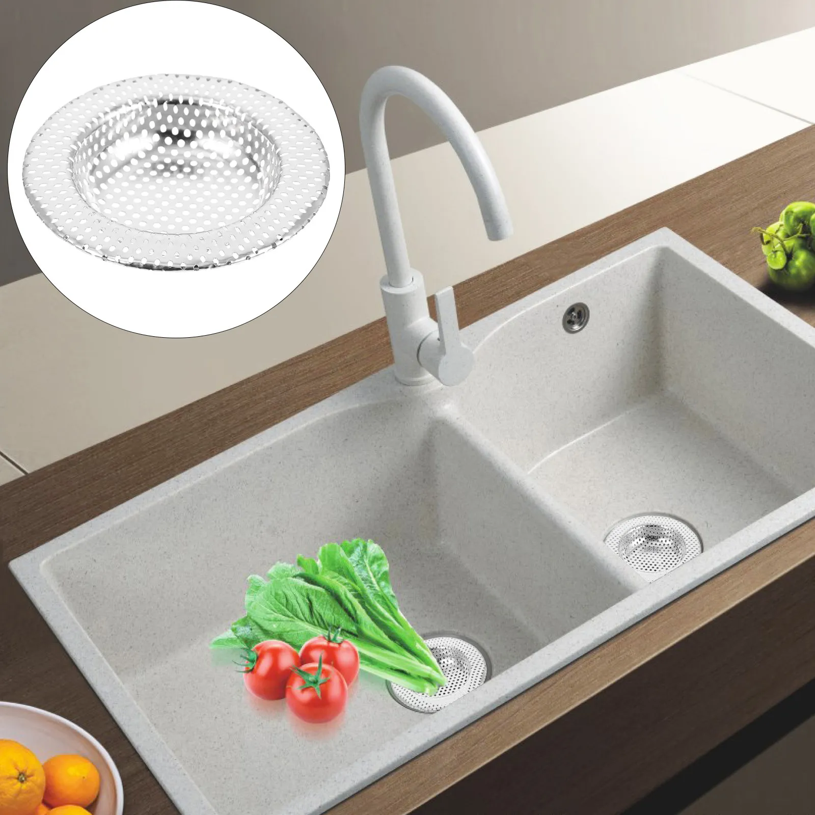 

2Pcs Kitchen Sink Strainer Filter Stainless Steel Drain Catcher for Utility Sink Shower Bathtub Hair Stopper Clog Prevention