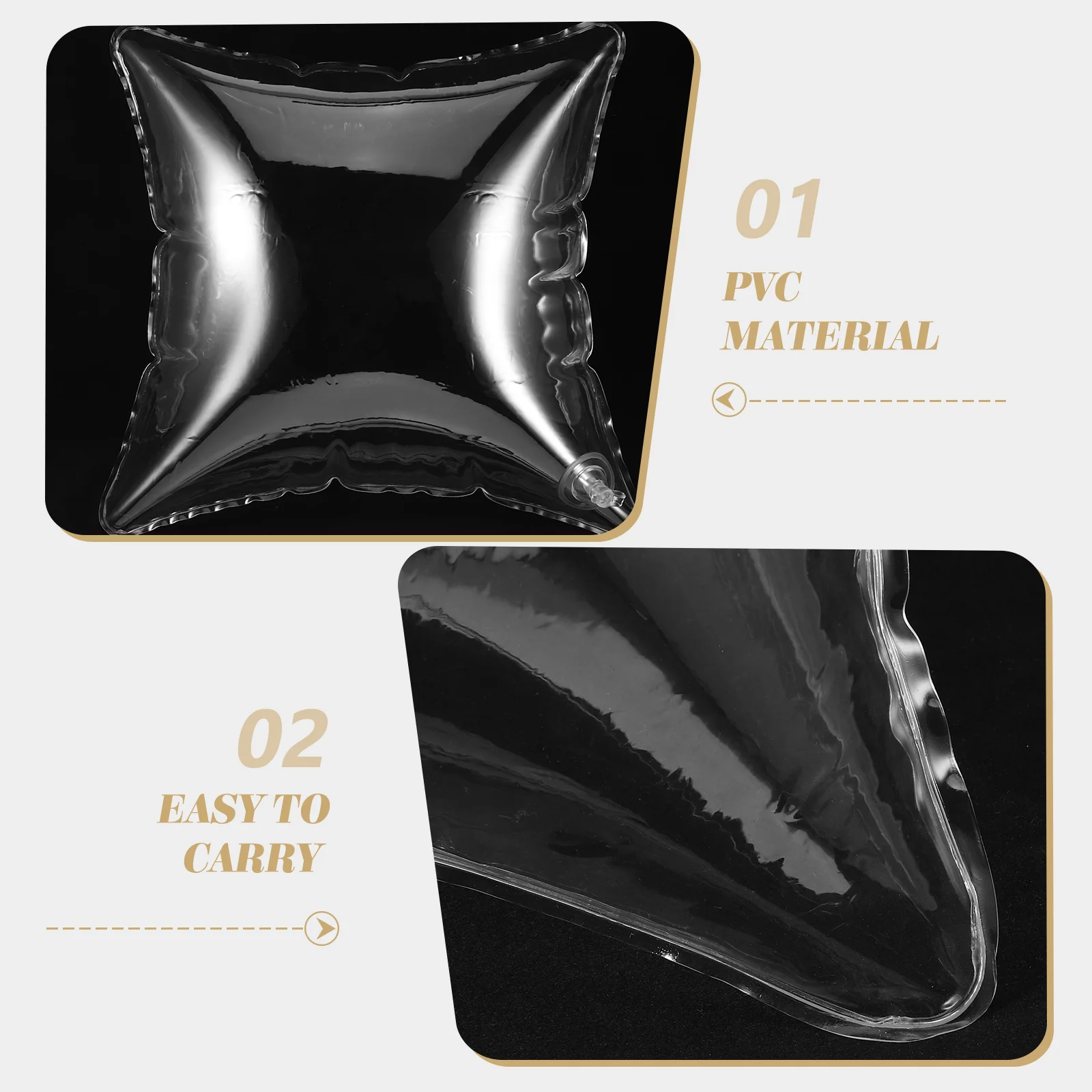 

Creative Inflatable Pillow Cushion for Camping Outdoor Adjustable Foldable Lightweight Transparent PVC Air Mattress Insert