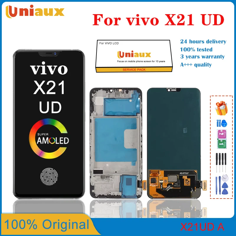 

ЖК-дисплей 6,28 дюйма для VIVO X21 UD, дисплей с сенсорным экраном, дигитайзер, ЖК-дисплей в сборе, замена, ремонт телефона, 100% Протестировано