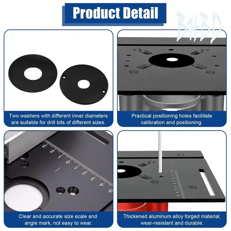 

BHBD-1Set Milling Table Insert Plate,Aluminium Milling Table For Router With Holder Chamfer Torque, Table Router Insert Plate