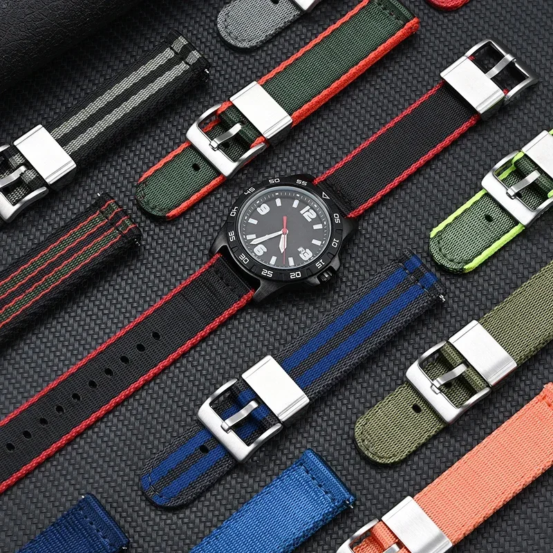 FrdNylon Strap18mm 20 مللي متر 22 مللي متر 24 مللي متر العالمي الإفراج السريع الرياضة حزام (استيك) ساعة استبدال سوار إكسسوارات ل Seiko لهواوي GT 5 #1