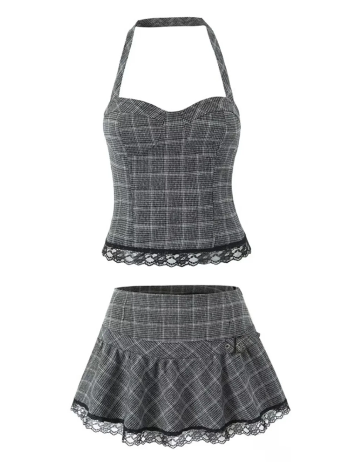 

Ретро ter Bal Cheered Lace Splicing America Beau ort Set Антиэкспозиционная юбка с разрезом и блестками Spring Faion