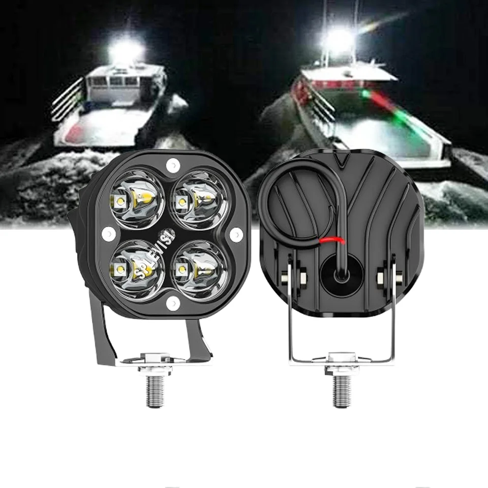 2x 12v 80W Set High Power White Pontoon Boat Docking Headlights, Marine Led Light for Kayak Bass Jon Fishing Boat Spreader Light