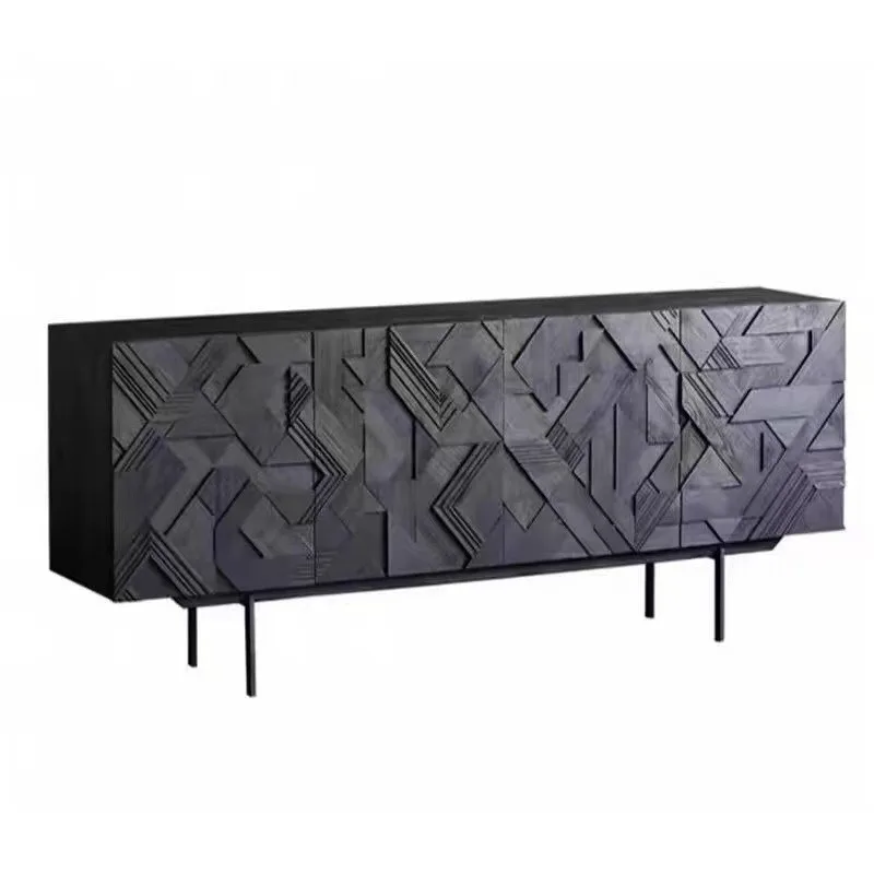 

Side cabinet Solid wood medieval industrial side cabinet Wabi-sandy wind black entrance cabinet Storage locker against the wall