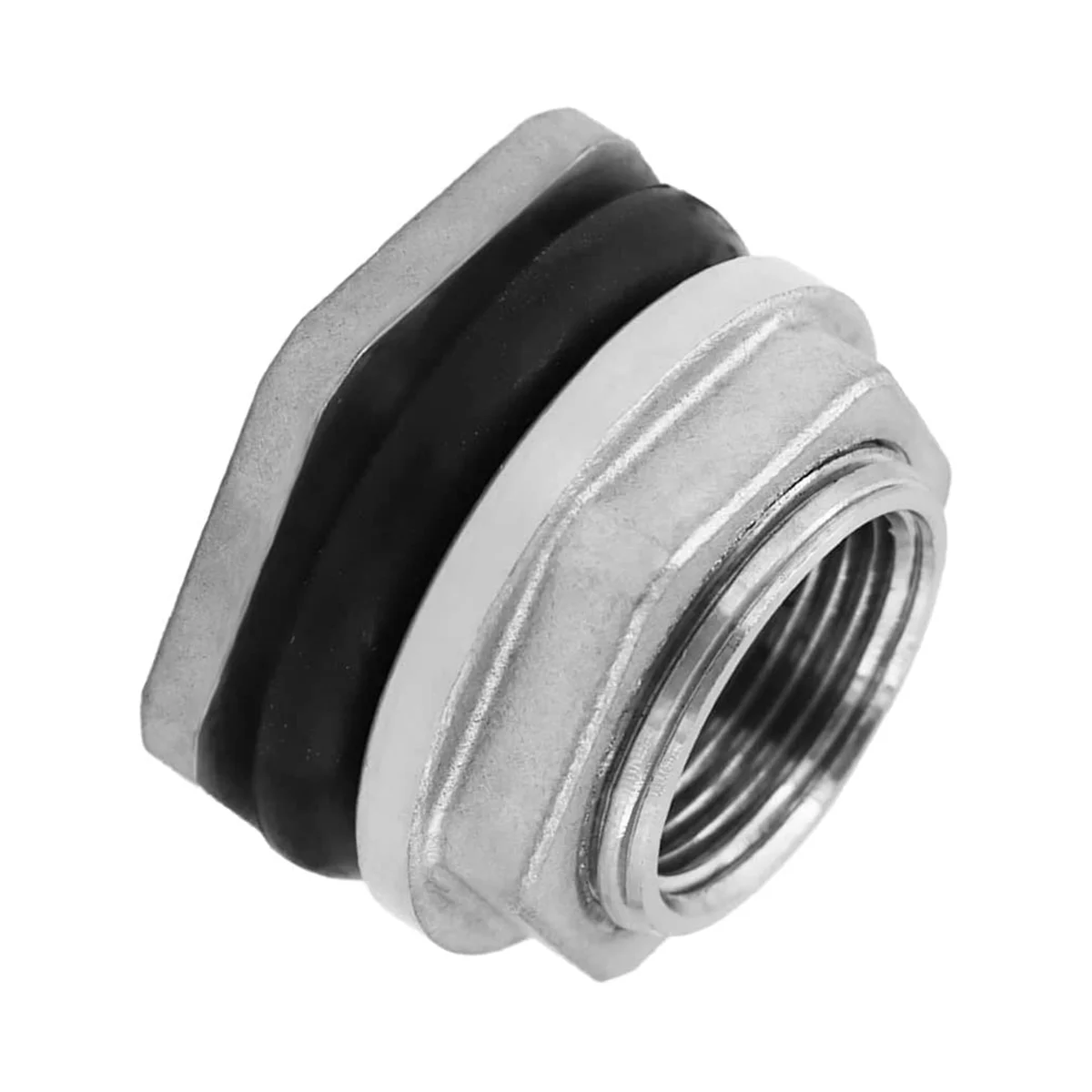 1.2inch Water Tank Connector SUS304 Stainless Steel Thru-Bulk Fitting,Water Pipe Connector,for Rain Barrels,Aquariums