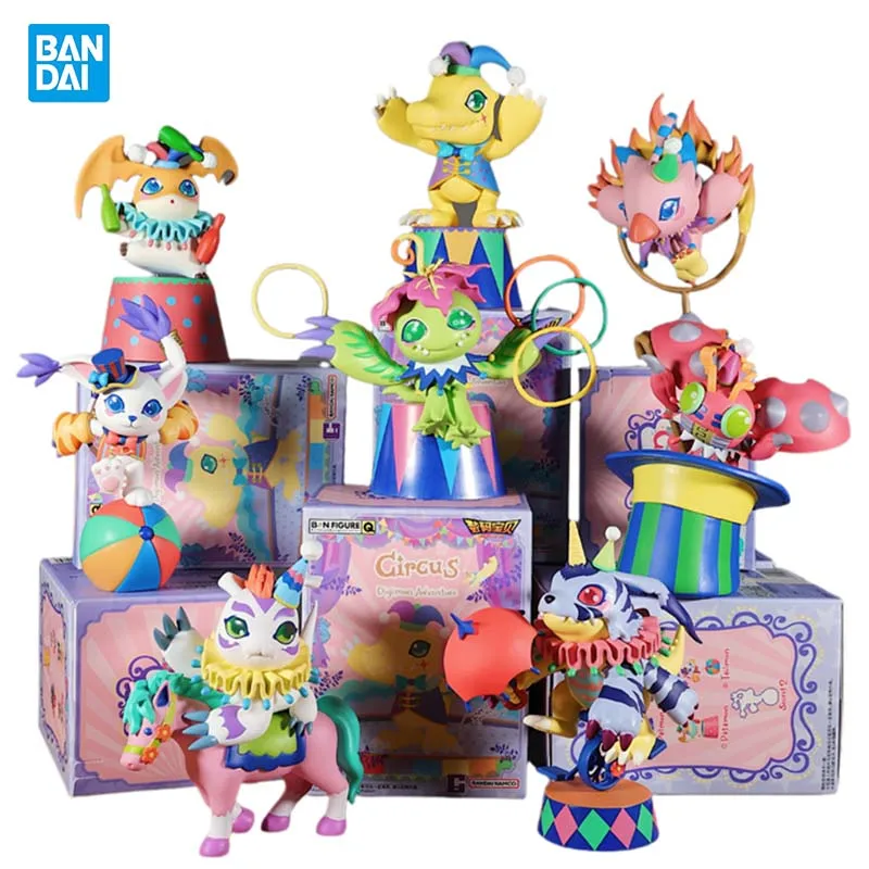 Bandai Digimon Gacha kapsułka pudełko z niespodzianką cyrk Tailmon Patamon Agumon Gabumon Piyomon Gashapon Anime figurka zabawka dla kolekcjonerów