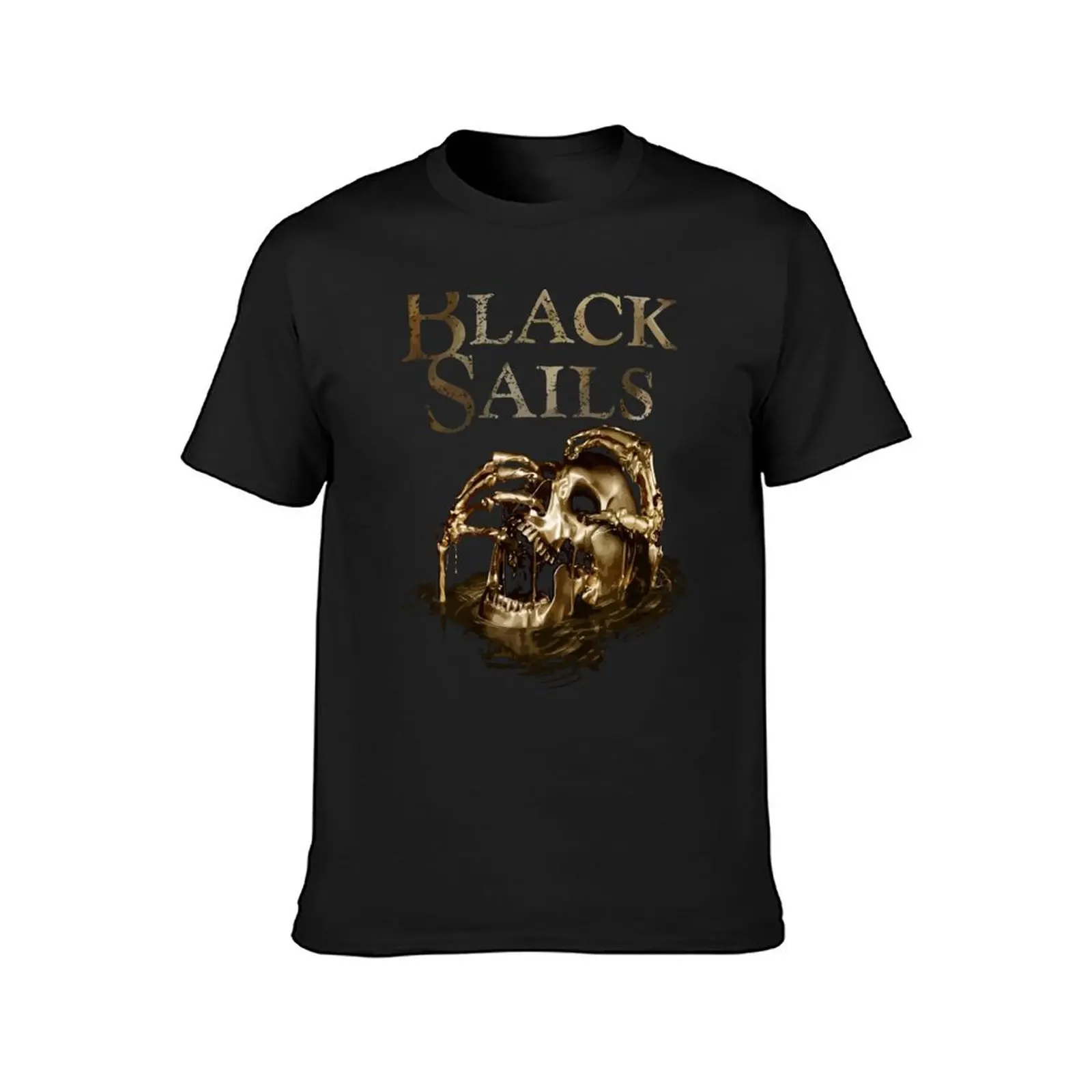 Black Sails Golden Skull Logo T-Shirt shirts graphic tees oversized aesthetic clothes mens graphic t-shirts anime