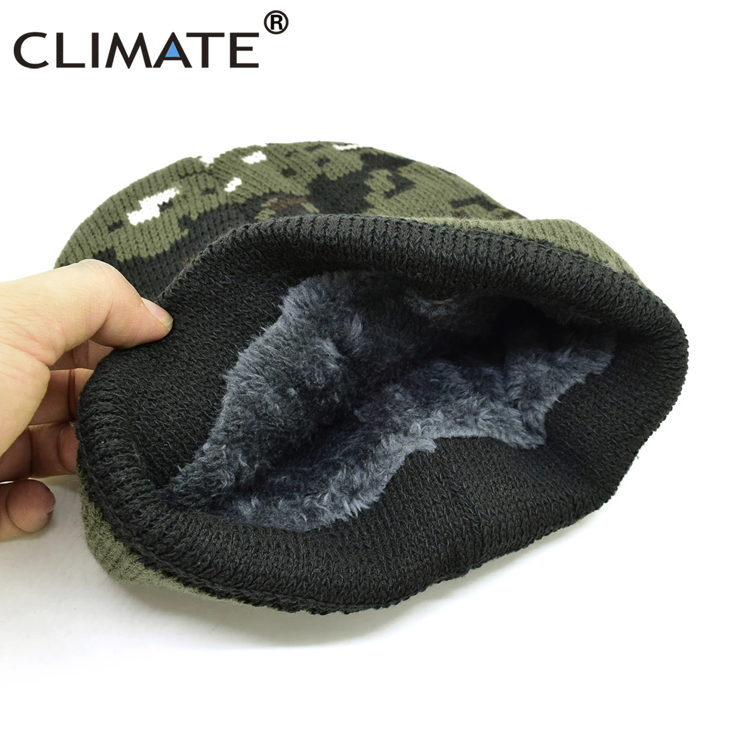 CLIMATE New Camouflage Beanie Winter Warm Hat Cool Wen Man Camo Beanie Knitted Hat Hunting Fishing Outdoor Sport Knitted Hat Cap