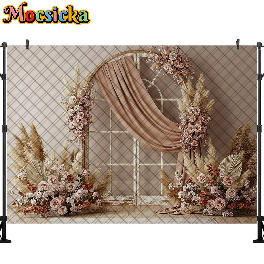 Mocsicka Fotografie Achtergrond Boho Stijl Venster Mantel Decoratie Achtergrond Volwassen Kinderen Zwangere Vrouw Portret Studio Props