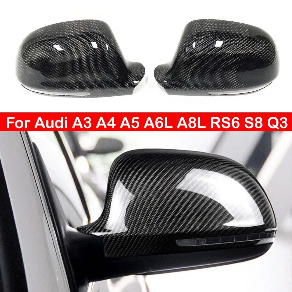 

For Audi A3 A4 A5 A6L A8L RS6 S8 Q3 Real Carbon Fiber Car Rearview Side Mirror Cover Sticker Wing Cap Exterior Case Trim Housing