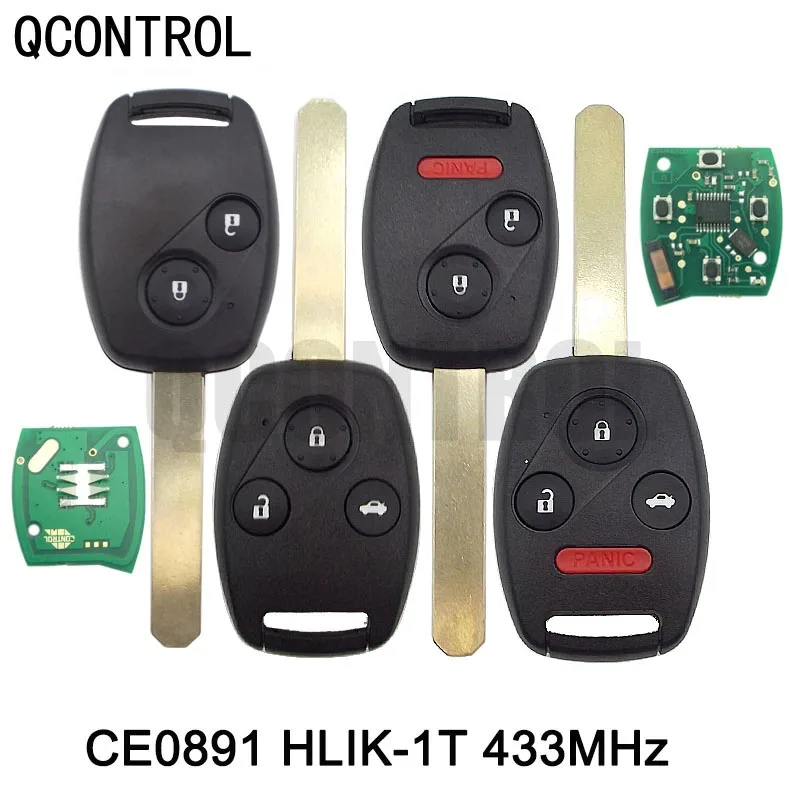 

QCONTROL 433MHz Car Remote Key Suit for Honda CE0891 HLIK-1T Accord Element Pilot CR-V HR-V Fit Insight City Jazz Odyssey Fleed