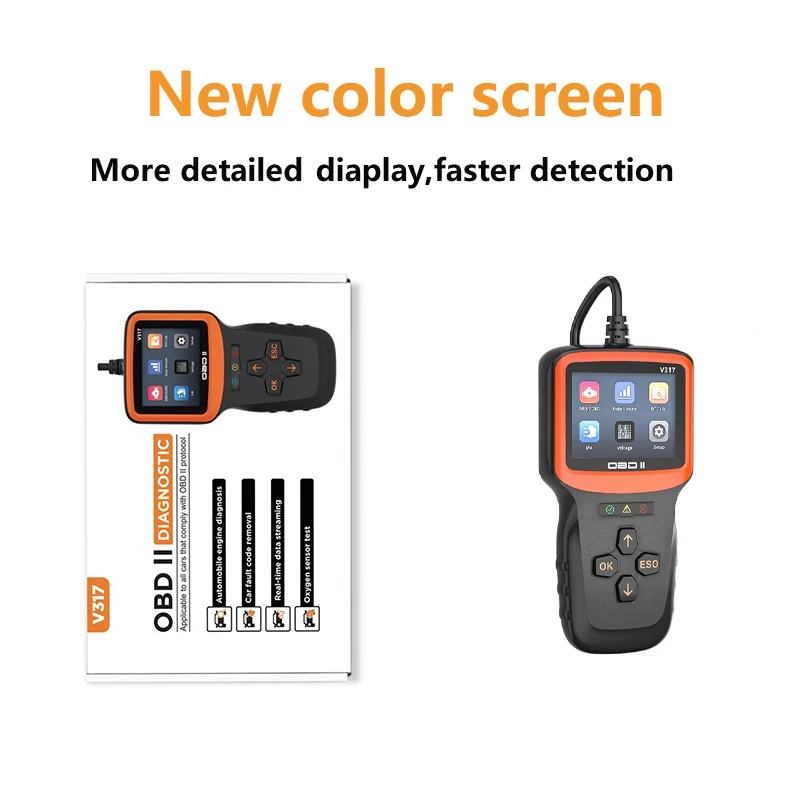 

Автомобильный диагностический сканер V317 OBD II/EOBD — тест диагностики неисправностей двигателя и датчика кислорода, универсальный автоматический детектор неисправностей