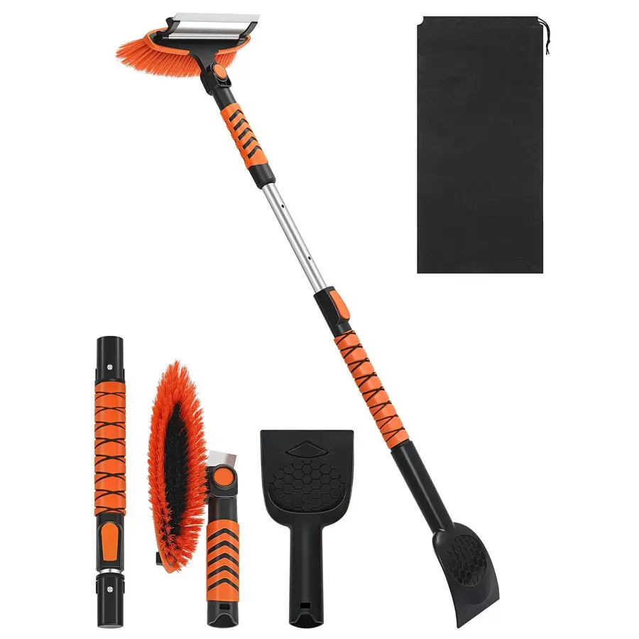43 Snow Brush and Ice Scraper Extendable Snow Scrapers and Cleaner for Car Windshield, 180 Pivoting Window Snowbrush with Foam G