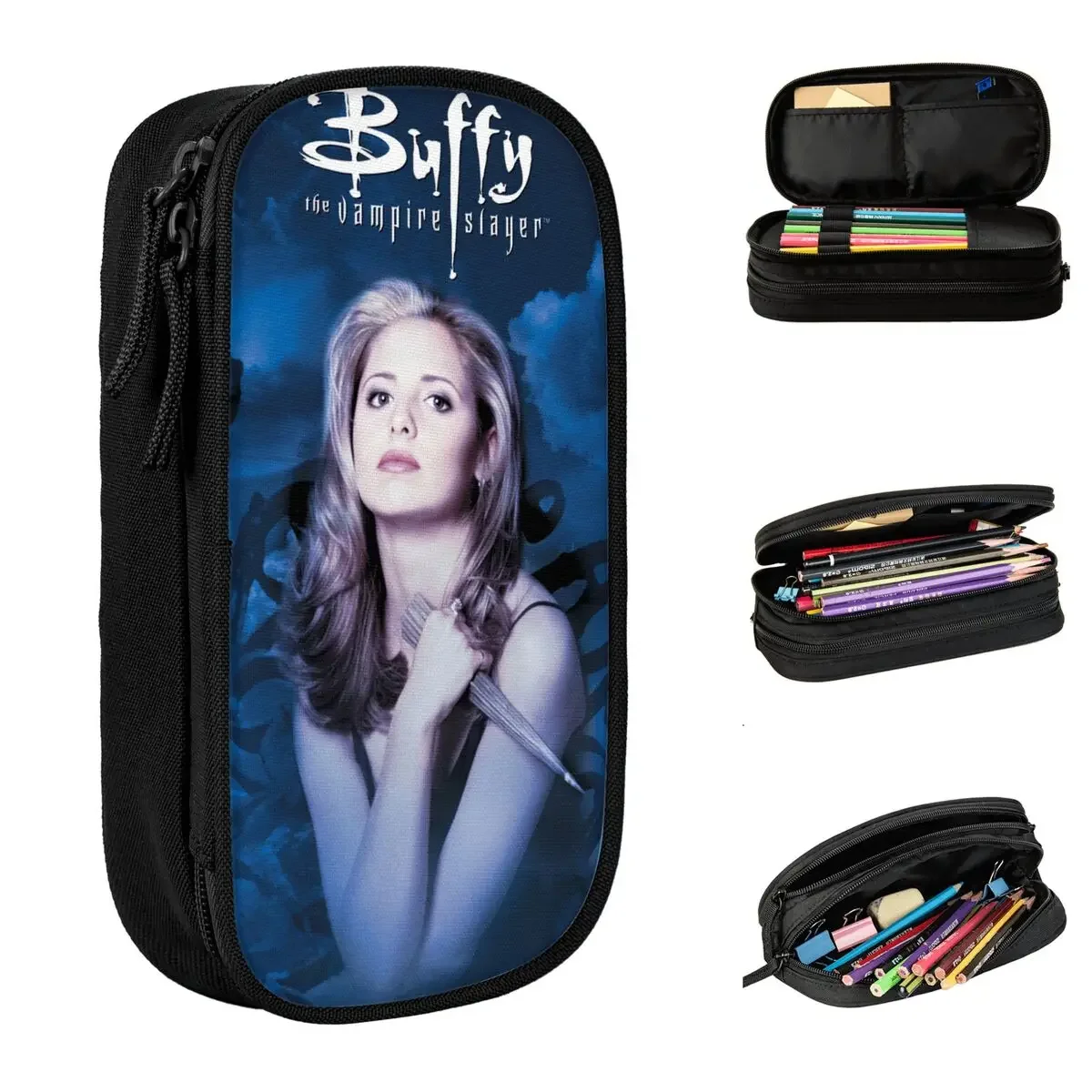 Fun Angelic Buffy The Vampire Slayer Pencil Cases Pencil Pouch Pen for Student Big Capacity Bags Office Gift Stationery