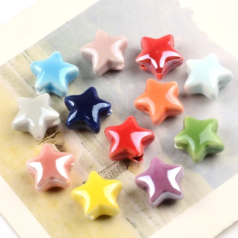 10pcs 14MM Colorful Star Beads Ceramic Beads For Making Jewelry Porcelain Spacer Beads Bracelet Necklace Charms DIY Accessories