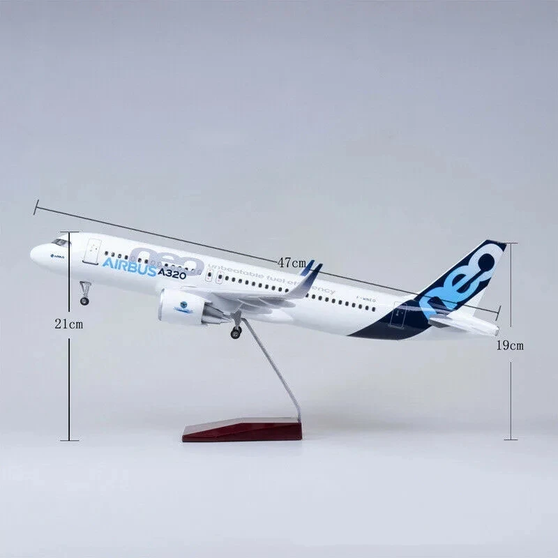 47CM 1/80 Airplane A320 NEO Air Airlines Model Toy Light With Wheel Landing Gear Diecast Resin Plane Collection Display Gifts