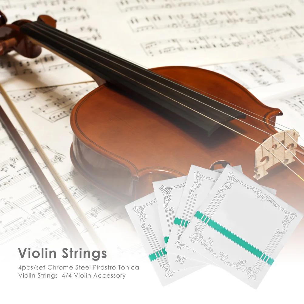 4Pcs/Set Violin Strings Replacement Classic Steel Core G-D-A-E Durable Violin Strings Student Strings for 4/4 Size Violin