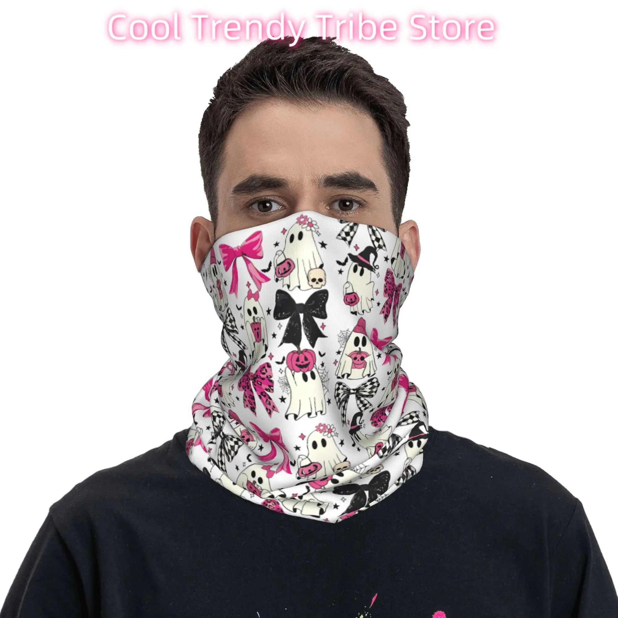 Halloween Pumpkin Cute Ghosts Spooky Bandana Neck Cover Face Scarf Multifunctional Headwear Outdoor Sports Unisex Breathable