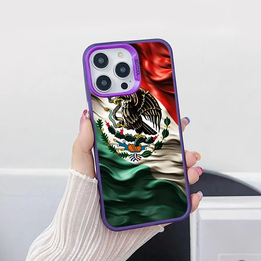 

Чехол для мобильного телефона с флагом Мексики для iPhone 17, 16, 15, 14, 13, 12, 11 X XR XS 8 7 Air Pro Max Plus, фиолетовый полупрозрачный чехол